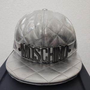 NWT - Moschino Logo Hat in Metallic Silver